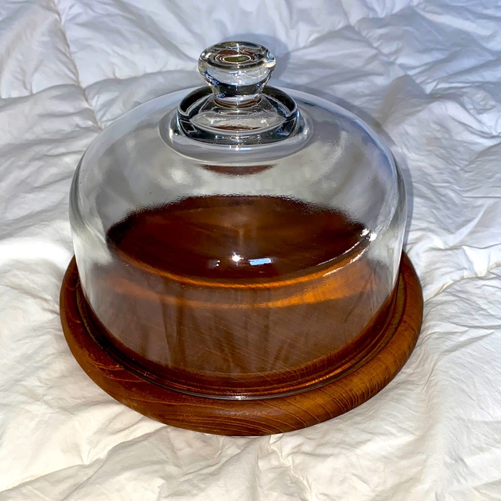 Vintage glass and wood cloche bell jar